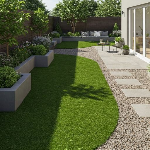 Jardines con césped artificial y grava: ideas y consejos para un diseño moderno