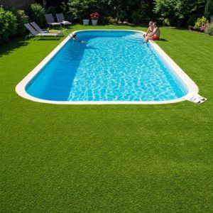 idea cesped artificial con piscina hecho por Elefeme
