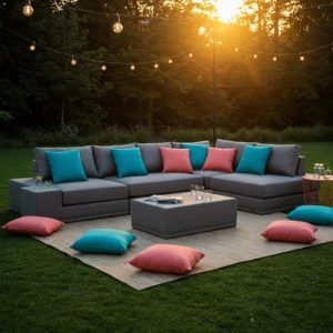idea cesped artificial con zona chill out relax